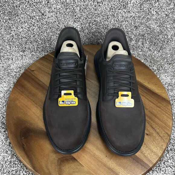 Skechers Mens Size 12 Slip-ins Garza Gervin 205046 Brown Memory Foam Sneakers - Picture 4 of 13